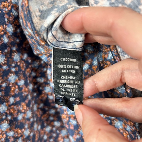 Anthony of London poplin button-down shirt, Large, navy pattern, Business Casual - Picture 8 of 8